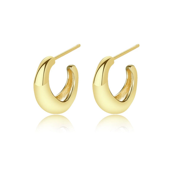 Wholesale 925 Sterling Silver Cshaped Minimalist Geometric Retro Metal Earrings For Women