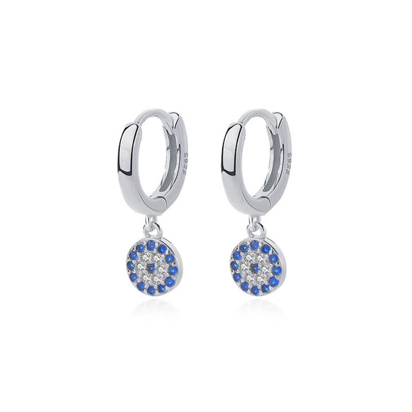 Wholesale 925 Sterling Silver Devil's Eye Earrings With Microinlaid Zircon Retro Geometric Style Electroplated For Women