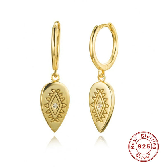 Wholesale 925 Sterling Silver Devil's Eye Love Palm Diamond Earrings With Geometric Design For Women