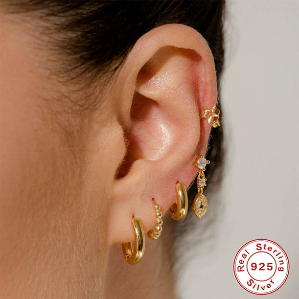 Wholesale 925 Sterling Silver Devil's Eye Love Palm Diamond Earrings With Geometric Design For Women