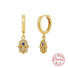 Wholesale 925 Sterling Silver Devil's Eye Love Palm Diamond Earrings With Geometric Design For Women