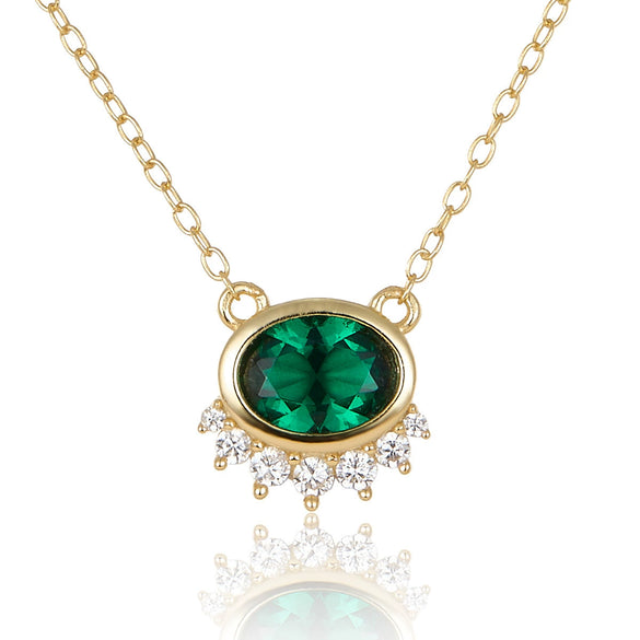 Wholesale 925 Sterling Silver Devil's Eye Necklace With Zircon Inlay Electroplated