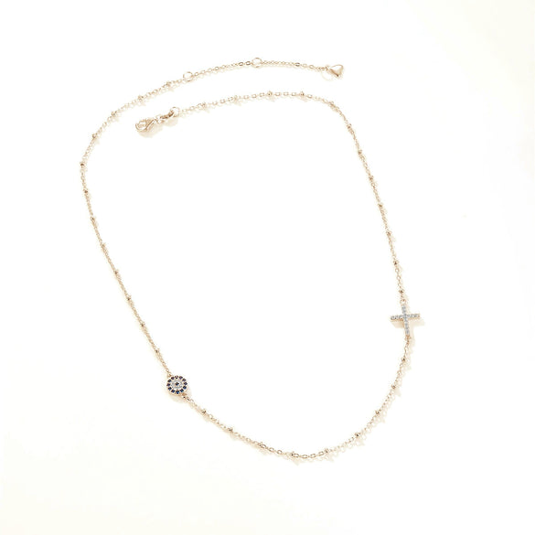 Wholesale 925 Sterling Silver Devil's Eye Necklace With Zircon Inlay Electroplated