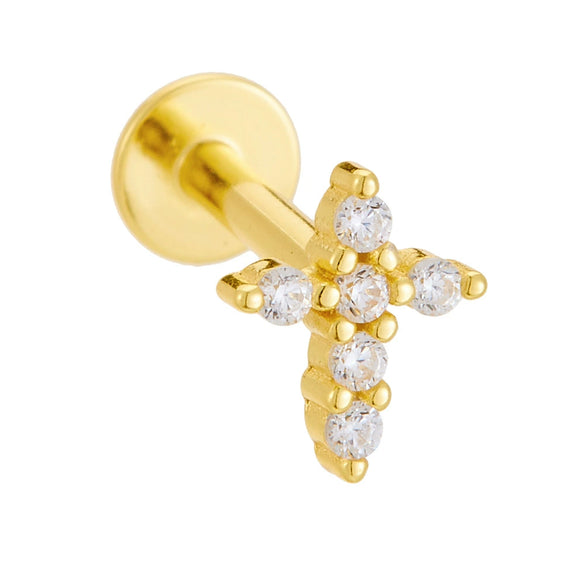 Wholesale 925 Sterling Silver Diamond Cross Cartilage Piercing Earrings For Women