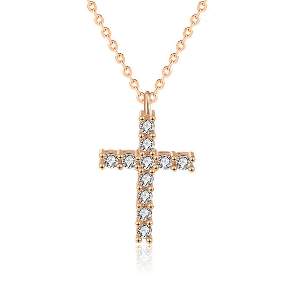 Wholesale 925 Sterling Silver Diamondencrusted Cross Necklace For Women With Microinlay Process