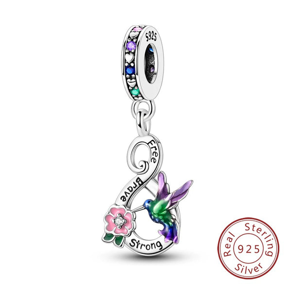Wholesale 925 Sterling Silver Diy Accessories With Fourleaf Clover Life Tree Hummingbird Lily Orchid Beads Star Sister Pendant In Original Design With Dripping Oil Processing