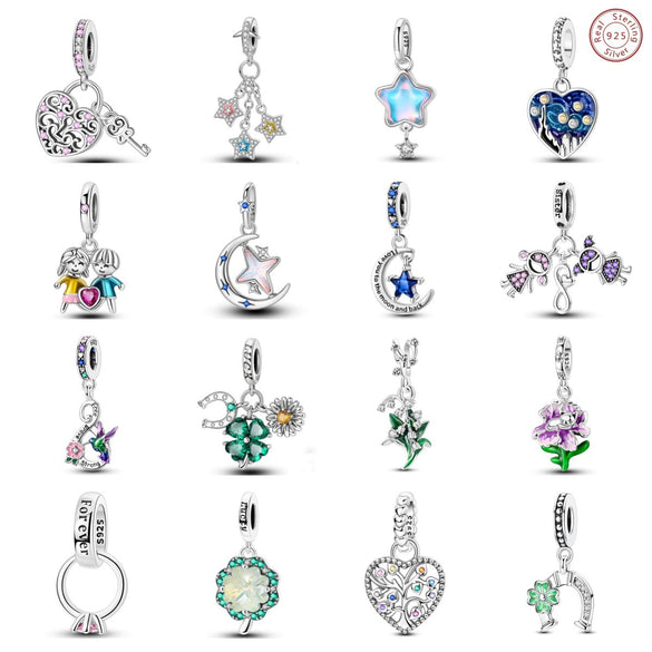 Wholesale 925 Sterling Silver Diy Accessories With Fourleaf Clover Life Tree Hummingbird Lily Orchid Beads Star Sister Pendant In Original Design With Dripping Oil Processing