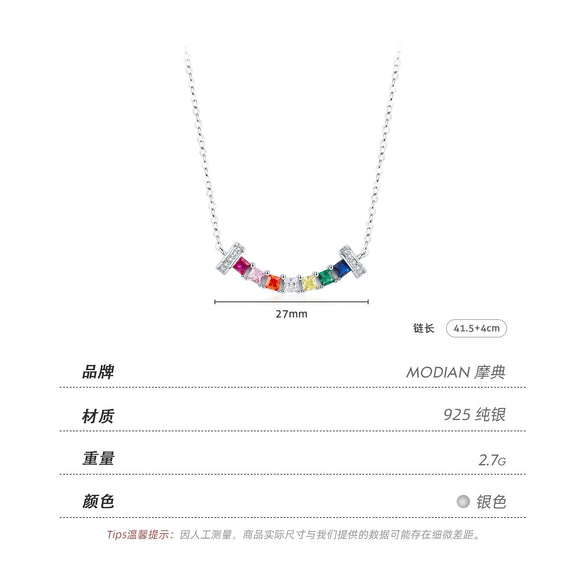 Wholesale 925 Sterling Silver Dopamine Rainbow Smile Pendant Allmatching Necklace For Women With Diamond Design
