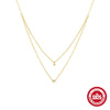 Wholesale 925 Sterling Silver Double Layer Geometric Love Pendant Necklace With O Chain For Women Electroplated