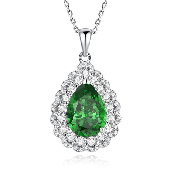 Wholesale 925 Sterling Silver Drop Shape Gem Pendant Necklace With Diamond Design For Women