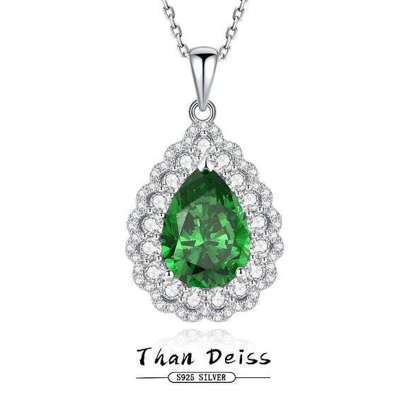 Wholesale 925 Sterling Silver Drop Shape Gem Pendant Necklace With Diamond Design For Women