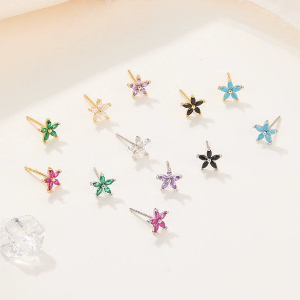 Wholesale 925 Sterling Silver Earrings For Women With Petal Design And Geometric Pattern Electroplated