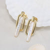 Wholesale 925 Sterling Silver Earrings Niche Design Natural Freshwater Pearl Geometric Electroplated Jewelry