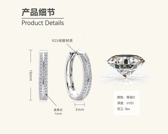 Wholesale Sterling Silver Earrings With Moissanite And Geometric Design Electroplated
