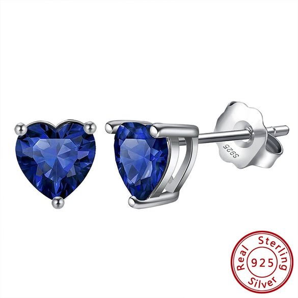 Wholesale 925 Sterling Silver Electroplated Heart Zircon Earrings Unisex