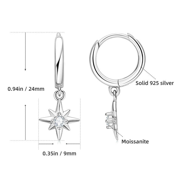 Wholesale 925 Sterling Silver Electroplated 18K Gold Sixpointed Star Earrings For Women