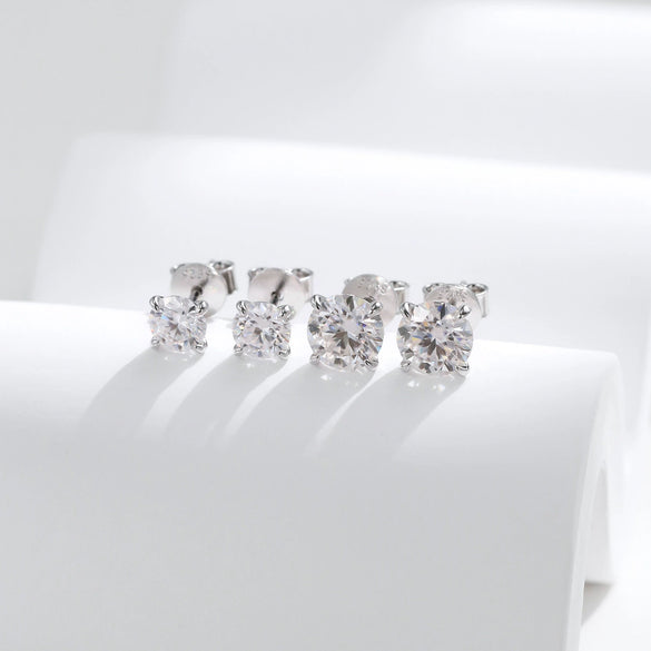 Wholesale 925 Sterling Silver Fashion Elegant Fragrant Style Geometric Fourclaw Diamond Earrings For Women