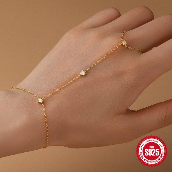 Wholesale 925 Sterling Silver Fashion Heart Pendant Bracelet With Geometric Pattern And Electroplating For Women