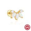 Wholesale 925 Sterling Silver Fashion Opal Earrings Flat Back Piercing Geometric Design Set With Gems For Women