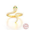 Wholesale 925 Sterling Silver Fashion Simple All Match Glossy Snake Pattern Open Ring With 18K Gold Electroplating For Women