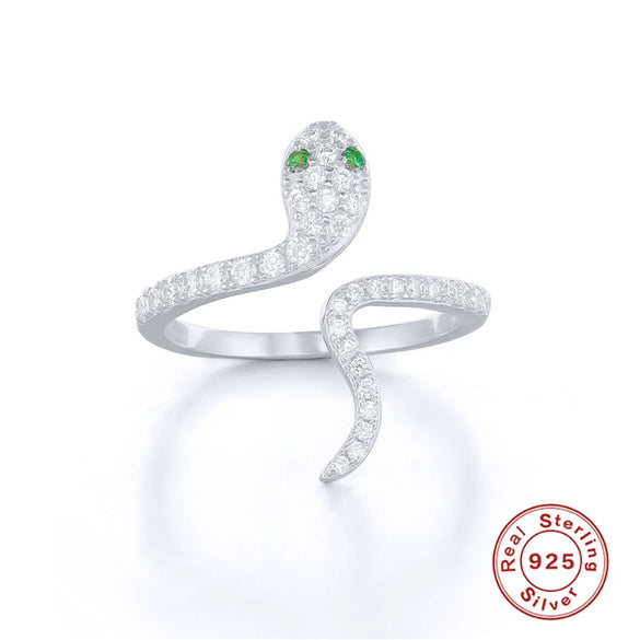 Wholesale 925 Sterling Silver Fashion Simple All Match Glossy Snake Pattern Open Ring With 18K Gold Electroplating For Women