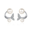 Wholesale 925 Sterling Silver Female Earrings With Human Fish Tail Design Fresh Water Pearl Moissanite Animal Pattern Electroplated