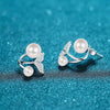Wholesale 925 Sterling Silver Female Earrings With Human Fish Tail Design Fresh Water Pearl Moissanite Animal Pattern Electroplated