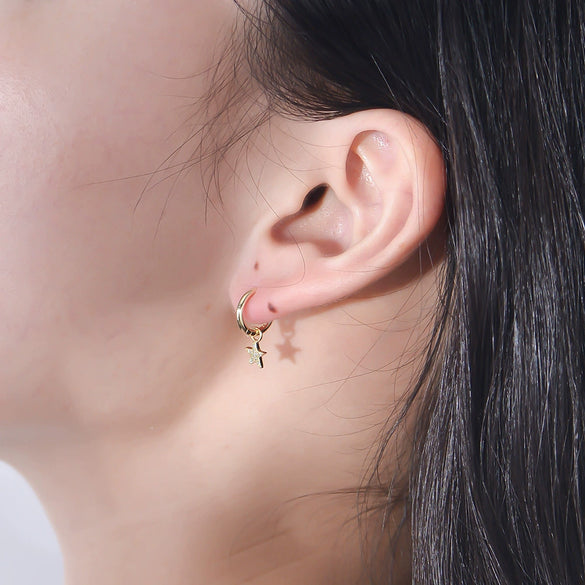 Wholesale 925 Sterling Silver Fivepointed Star Earrings For Women Geometric Style