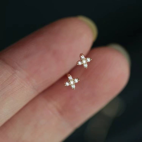 Wholesale 925 Sterling Silver Floral Cross Women's Earrings