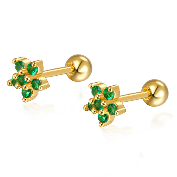 Wholesale 925 Sterling Silver Flower Earrings With Diamond Petals And Piercing Screw Design For Women