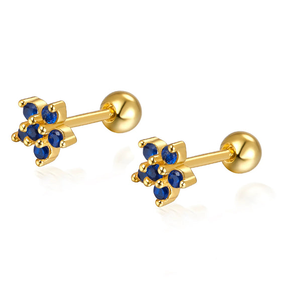 Wholesale 925 Sterling Silver Flower Earrings With Diamond Petals And Piercing Screw Design For Women
