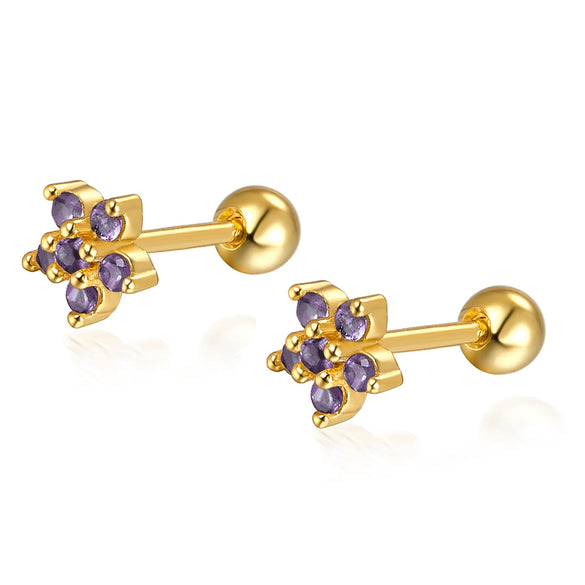 Wholesale 925 Sterling Silver Flower Earrings With Diamond Petals And Piercing Screw Design For Women