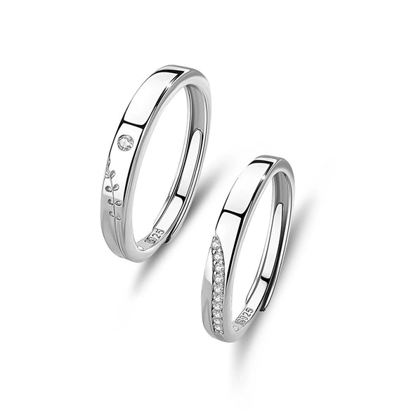 Wholesale 925 Sterling Silver Flower Pattern Allmatch Adjustable Couple Ring