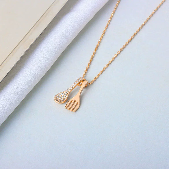 Wholesale Sterling Silver Fork Spoon Pattern Necklace With Electroplating Process