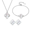 Wholesale 925 Sterling Silver Fourleaf Clover Earrings Necklace Bracelet Set For Women With Seiko Processing And Plant Flower Pattern