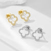 Wholesale 925 Sterling Silver Fourleaf Clover Earrings Set With Diamonds Simple Hollow Design For Women
