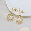 Wholesale 925 Sterling Silver Freshwater Pearl Geometric Earrings With Electroplating