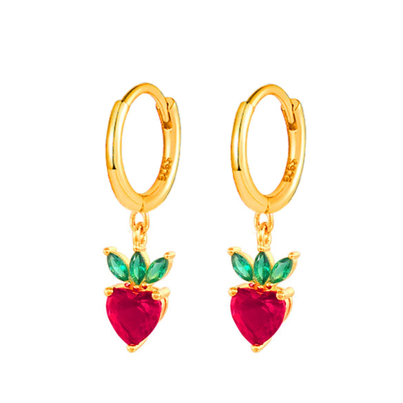 Wholesale 925 Sterling Silver Fruit Shape Earrings Set With Diamonds