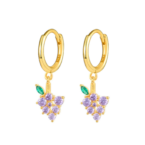Wholesale 925 Sterling Silver Fruit Shape Earrings Set With Diamonds