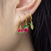 Wholesale 925 Sterling Silver Fruit Shape Earrings Set With Diamonds