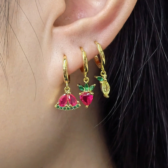 Wholesale 925 Sterling Silver Fruit Shape Earrings Set With Diamonds