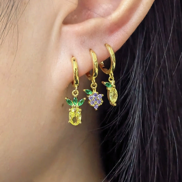 Wholesale 925 Sterling Silver Fruit Shape Earrings Set With Diamonds