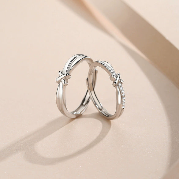 Wholesale 925 Sterling Silver Geometric Adjustable Couple Ring