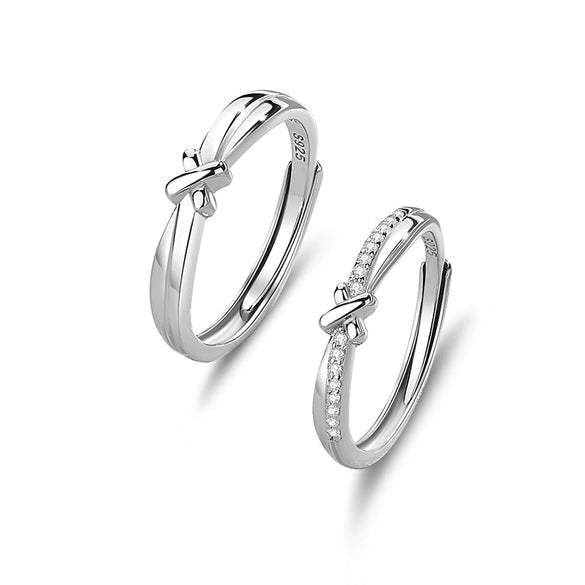 Wholesale 925 Sterling Silver Geometric Adjustable Couple Ring