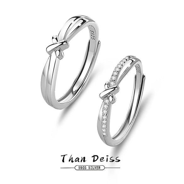 Wholesale 925 Sterling Silver Geometric Adjustable Couple Ring