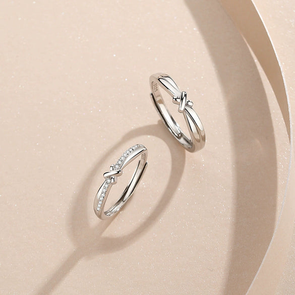 Wholesale 925 Sterling Silver Geometric Adjustable Couple Ring