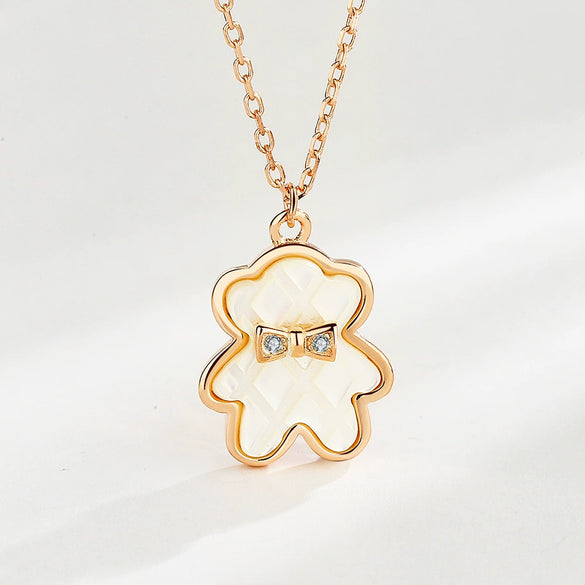 Wholesale Sterling Silver 925 Geometric Bear Shell Pendant Necklace For Women