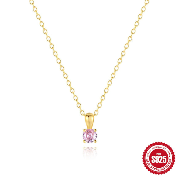 Wholesale 925 Sterling Silver Geometric Birthday Necklace For Women With Electroplating And Zircon Simple Ins Style