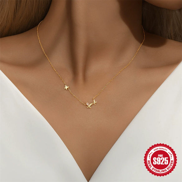 Wholesale 925 Sterling Silver Geometric Butterfly Electroplated Minimalist Clavicle Necklace For Women