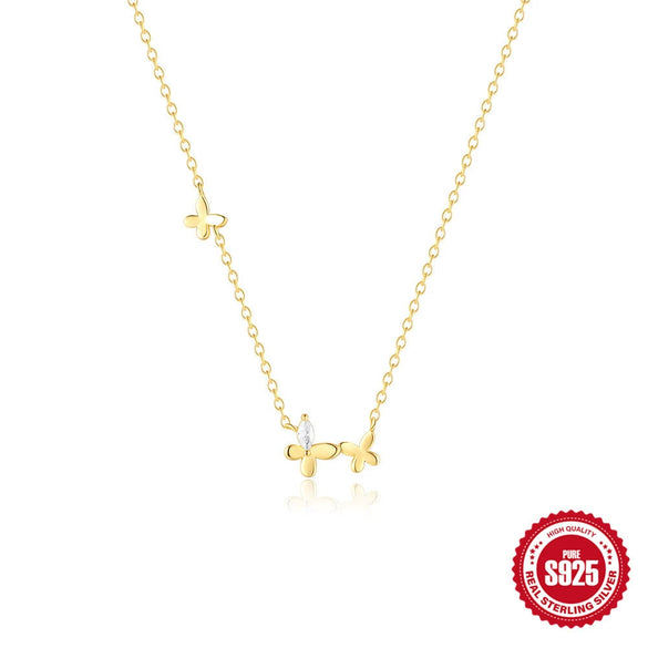 Wholesale 925 Sterling Silver Geometric Butterfly Electroplated Minimalist Clavicle Necklace For Women